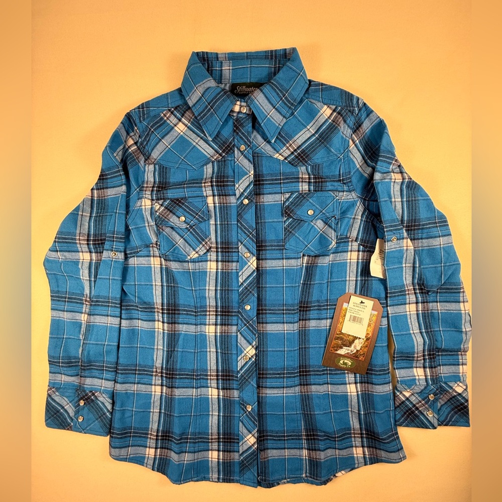 Stillwater Supply Co Blue Plaid Button-Up Western Shirt Womens NWT
